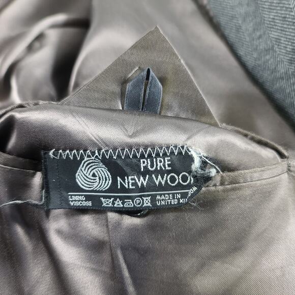 Burberry England Gray Wool Double Breasted Vintage Top Coat Men's 36 - Picture 6 of 7